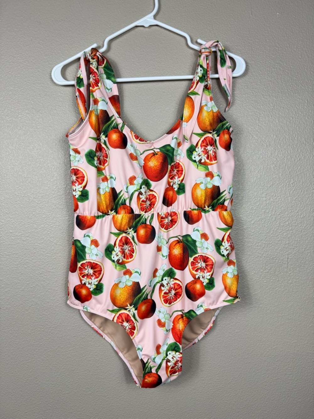 Kortni Jeane citrus orange tie strap one piece swimsuit full coverage Swim EUC D